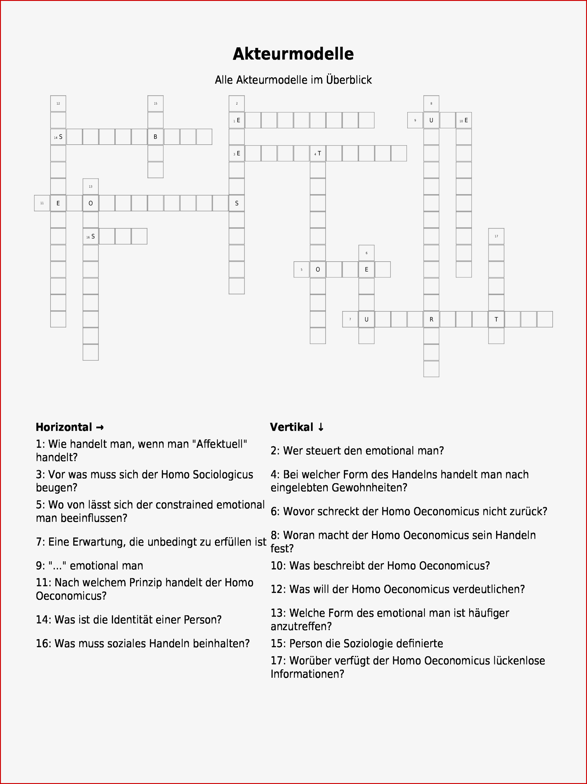 Kreuzworträtsel "akteurmodelle" Als Pdf Arbeitsblatt