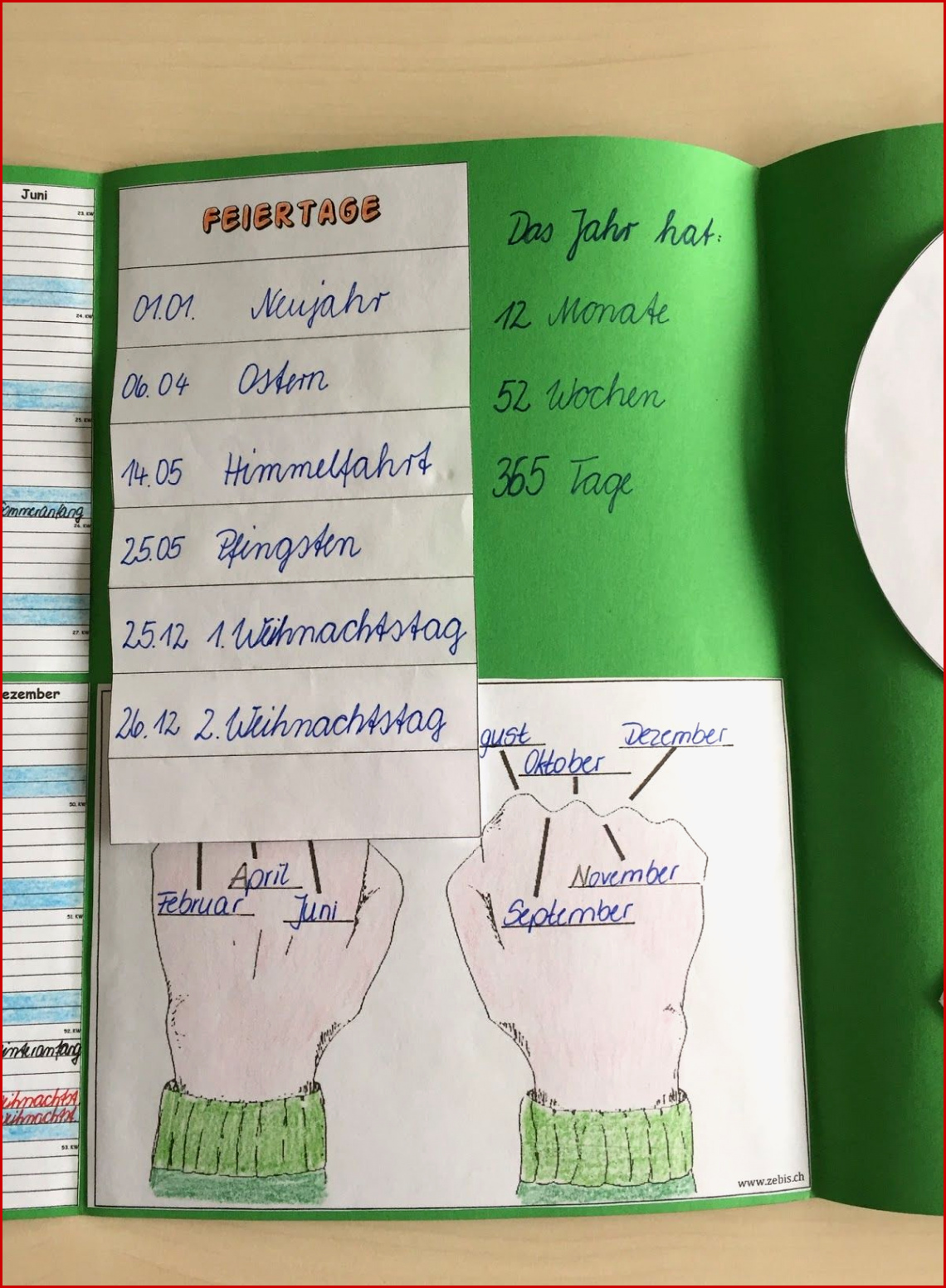 Lapbookbeispiel Kalender