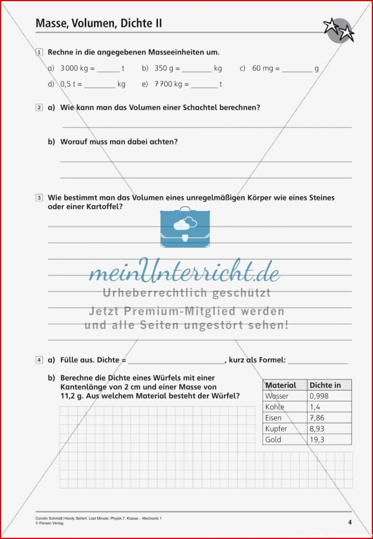 Last Minute Mechanik Massen Volumen Dichte Kostenlos als Download Last Minute Mechanik Massen Volumen Dichte