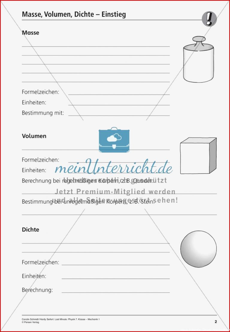 Last Minute Mechanik Massen Volumen Dichte