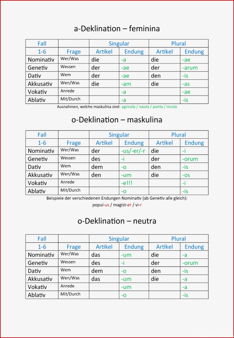 Latein Deklinationen 860 011 Studocu