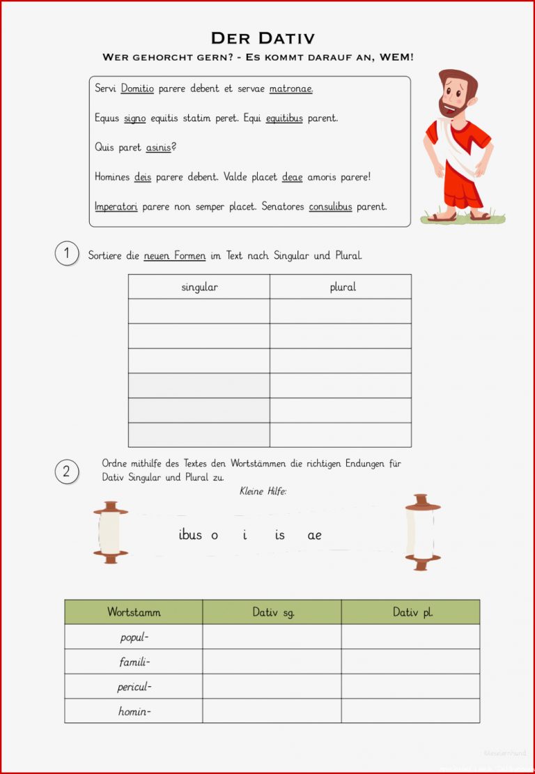 Latein Übungen Zum Kasus Dativ – Unterrichtsmaterial Im