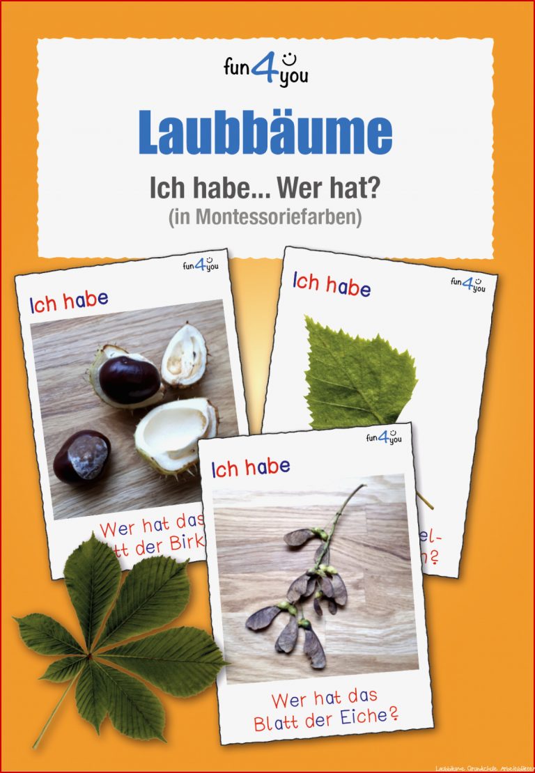 Laubbäume Ich habe wer hat in Montessorifarben