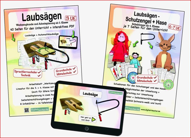 Laubsägen Arbeitsblatt + Lösung + Werkzeugkunde + interaktives PDF ...