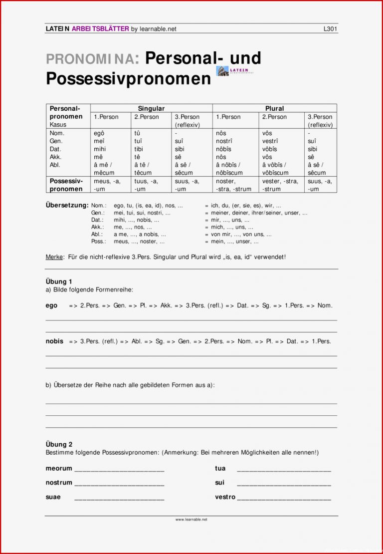Lehnw Ter Latein Arbeitsblatt andre Pauley Schule