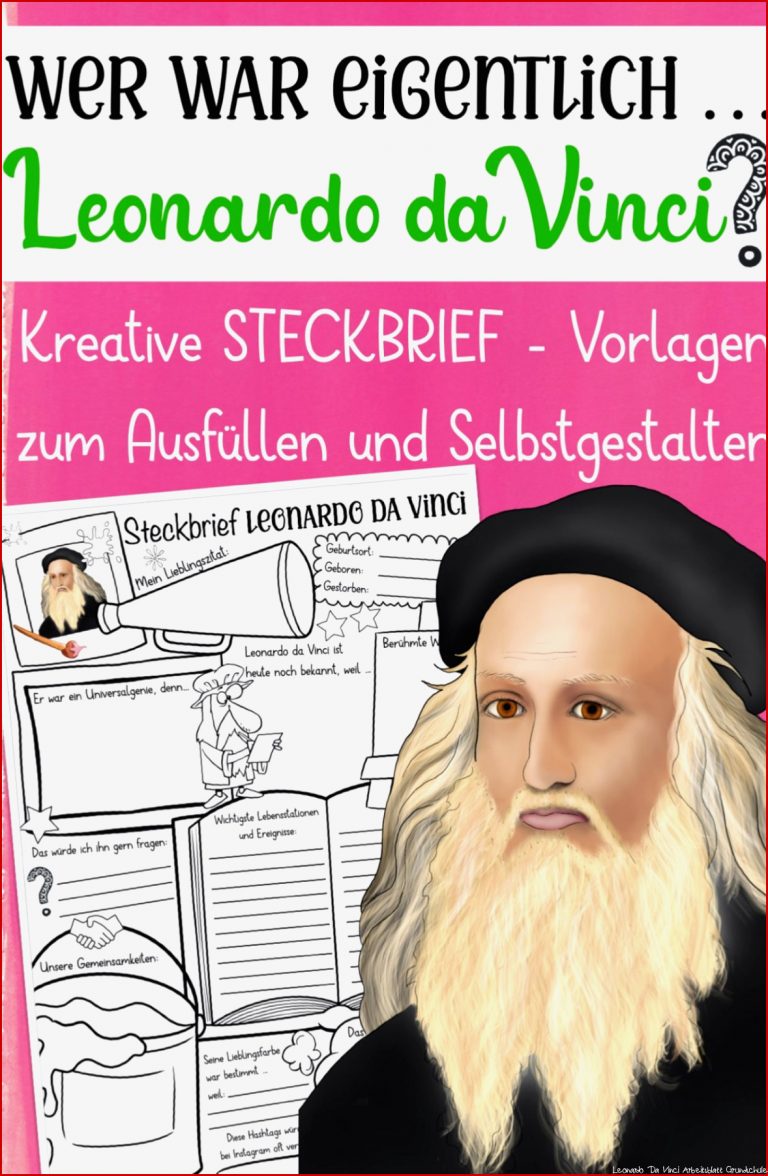 Leonardo da Vinci Steckbrief – Unterrichtsmaterial in den