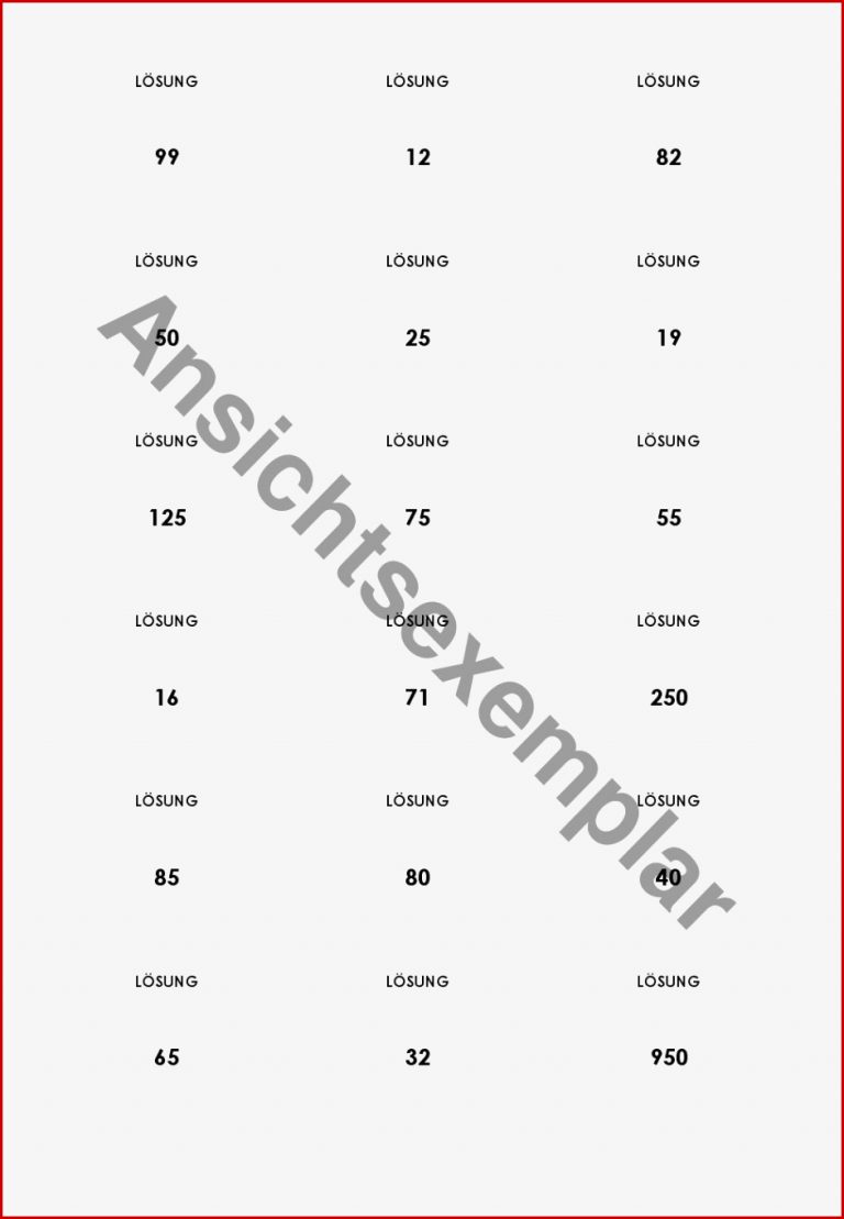 Lernmaterial "divisionen Im Kopf Lösen Karteikarten