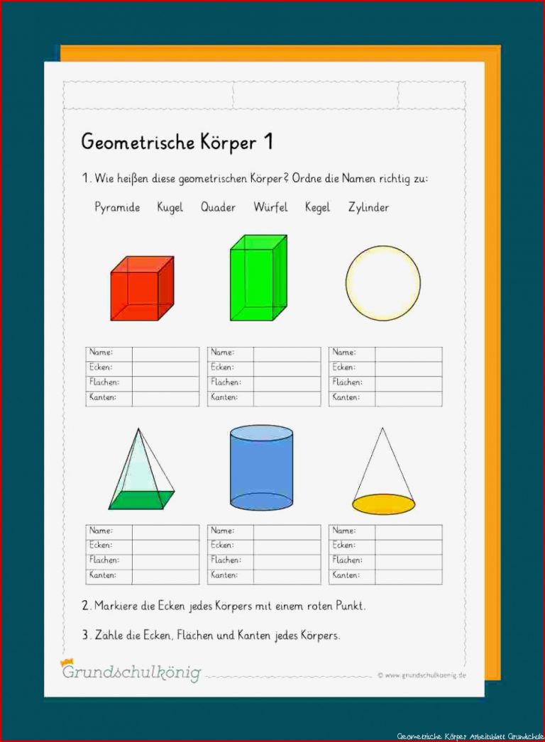 Lernplakat Geometrische Körper the Letter Re Endation