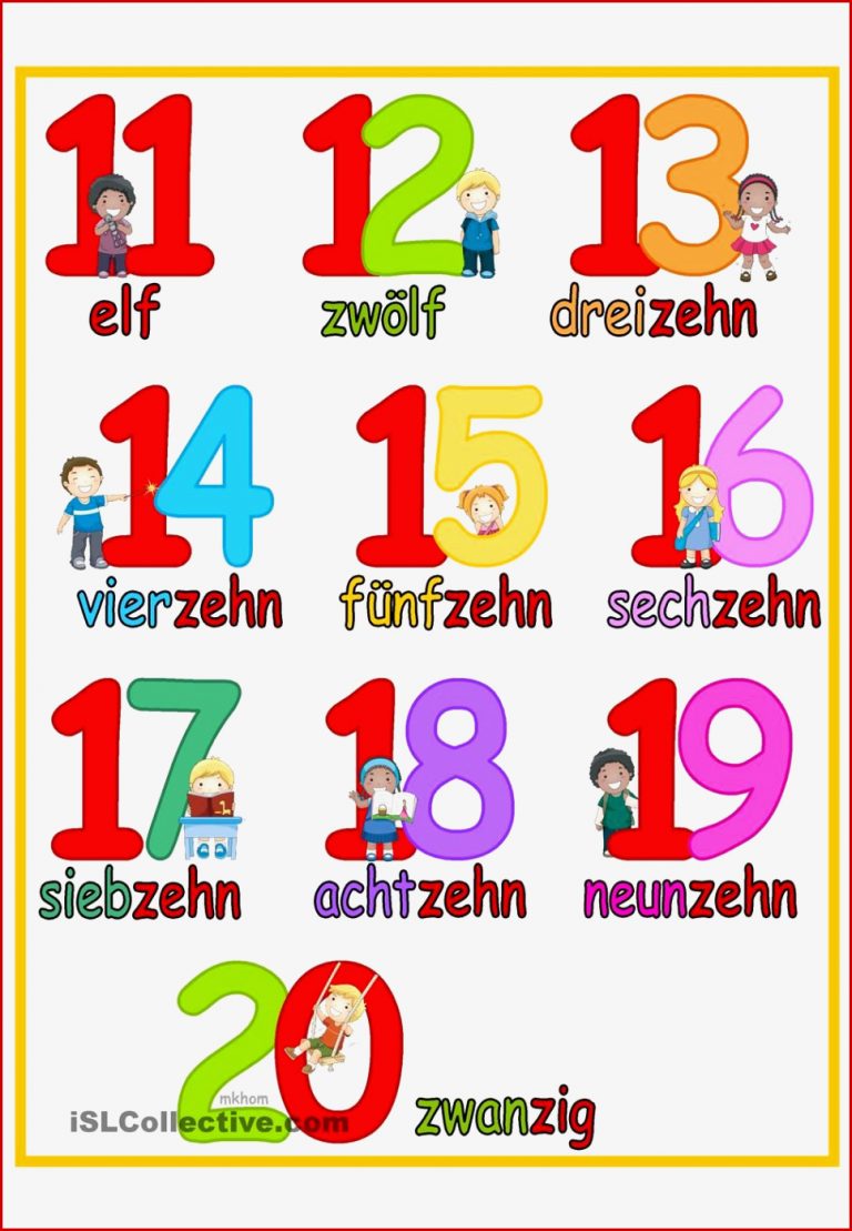 Lernposter Zahlen Bis 20 Kinder