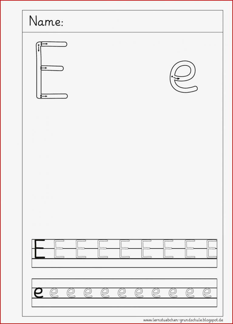 Lernstübchen 9 Schreibblätter zu E e