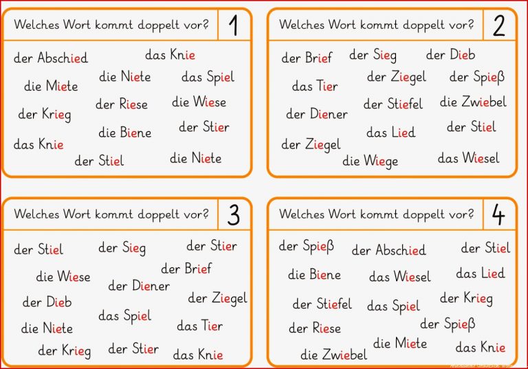 Lernstübchen doppelte ie Wörter