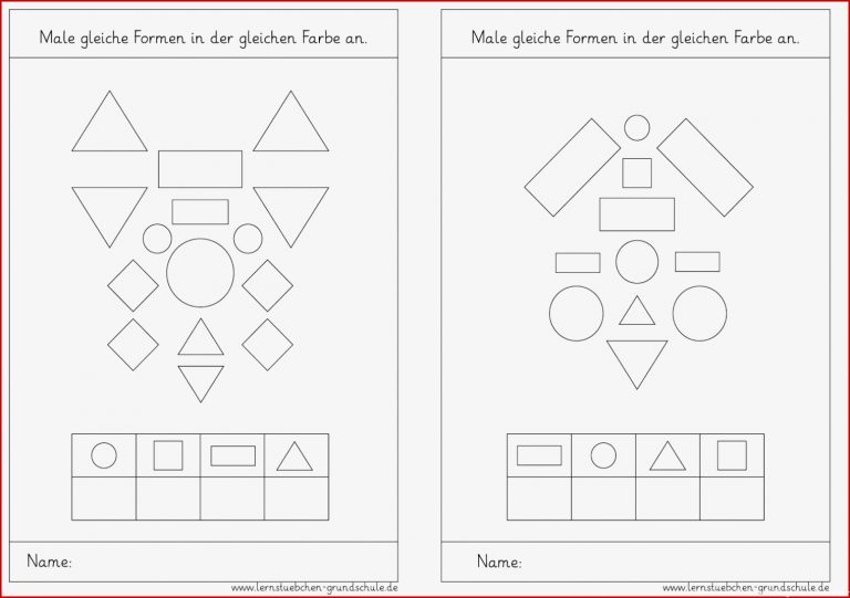 Lernstübchen formen Erkennen Und Anmalen Mit Link