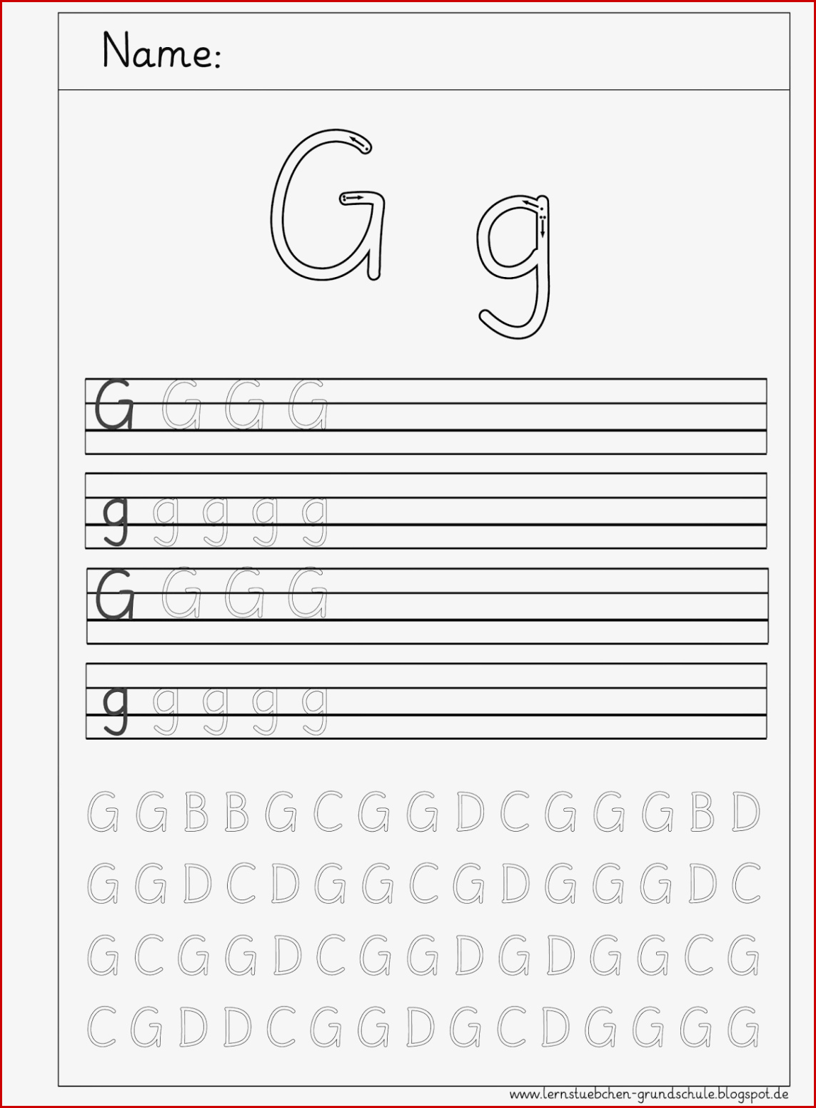 Lernstübchen G G Arbeitsblätter Zum Schreiben