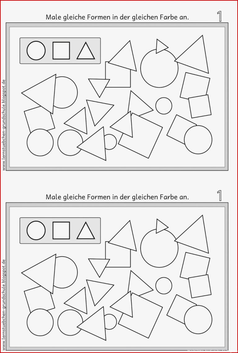 Lernstübchen gleiche Formen erkennen und gleich anmalen