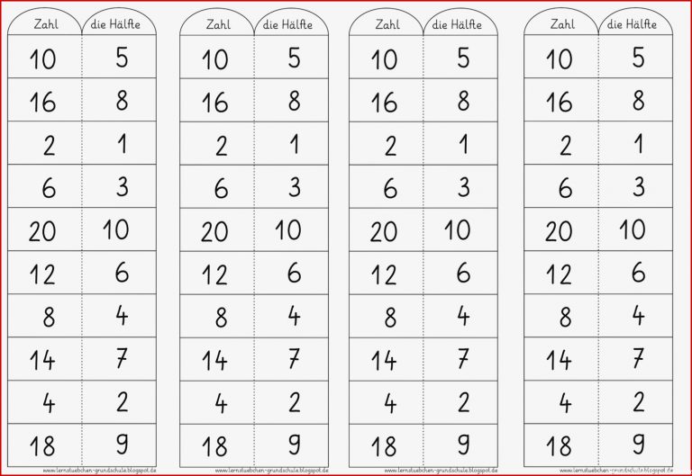 Lernstübchen Halbieren Übung Zum Automatisieren