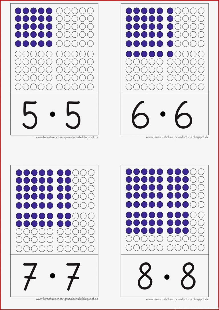 Lernstübchen Hier Quadratzahlen Als Aufgabenkarten