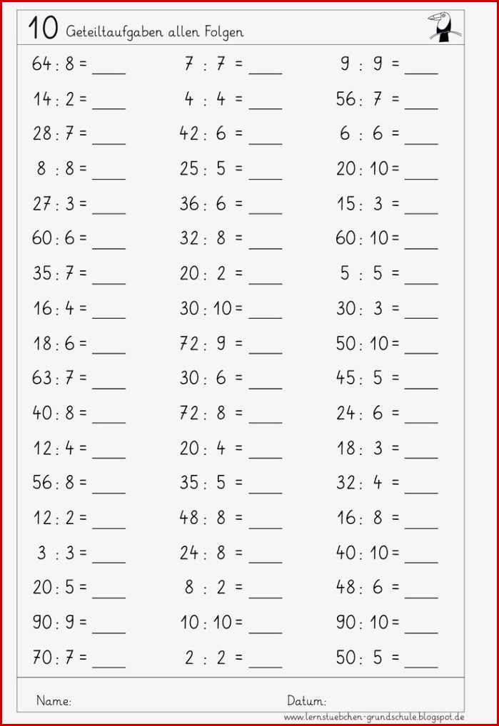 Lernstübchen Kopfrechenblätter Zum Einmaleins