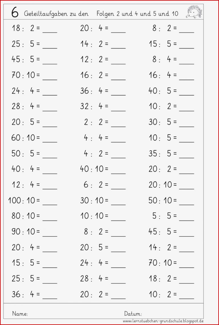 Lernstübchen Kopfrechenblätter Zum Einmaleins