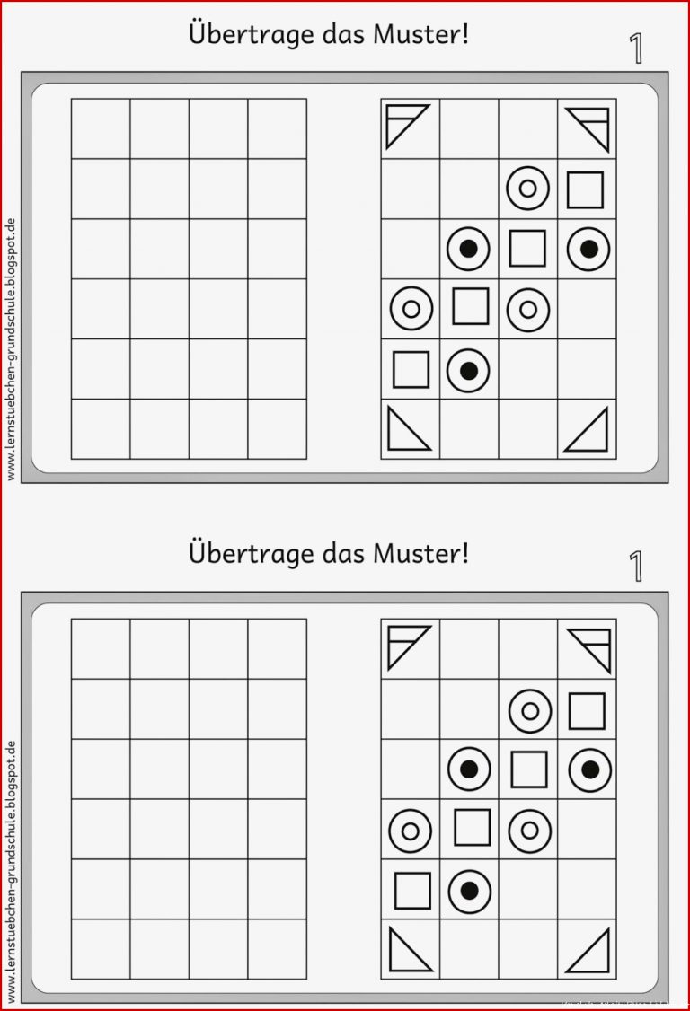 Lernstübchen Muster übertragen 4 Für Linkshänder