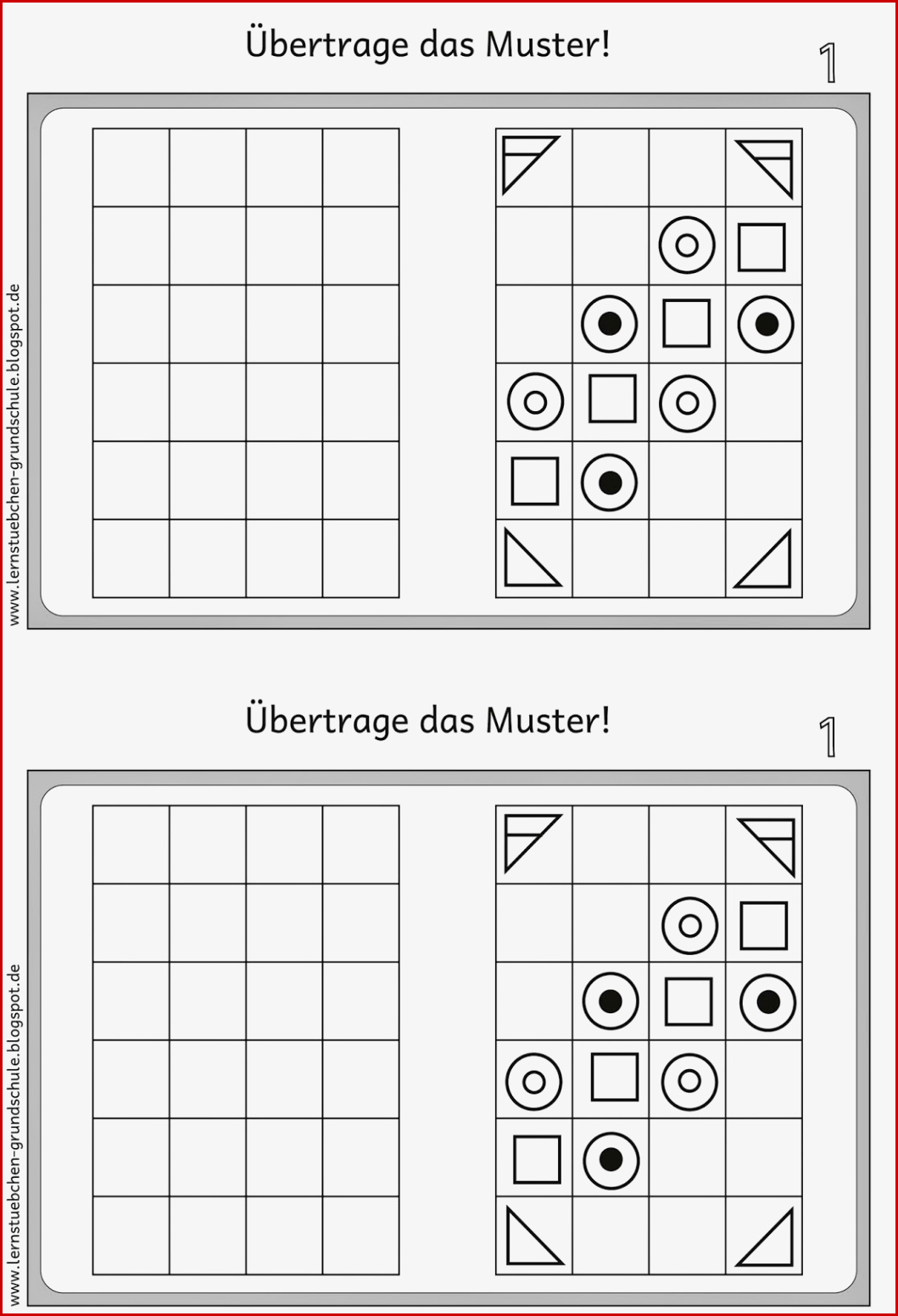 Lernstübchen Muster übertragen 4 Für Linkshänder