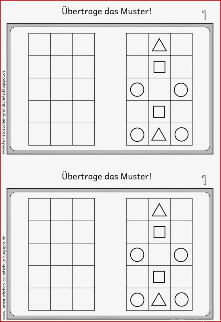 Lernstübchen Muster übertragen für Linkshänder 1