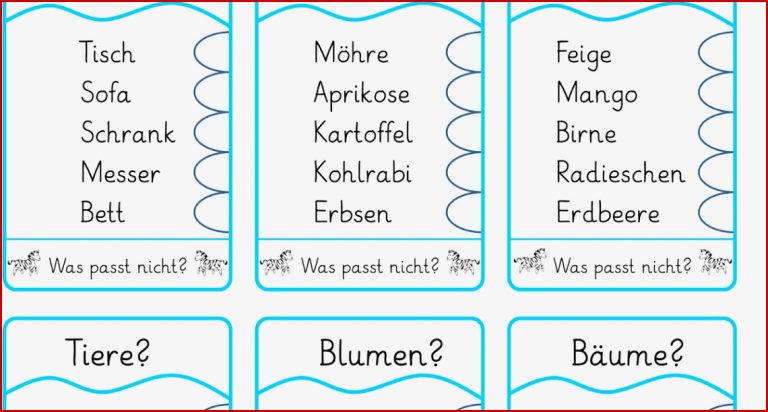 Lernstübchen Oberbegriffe Was Passt Nicht