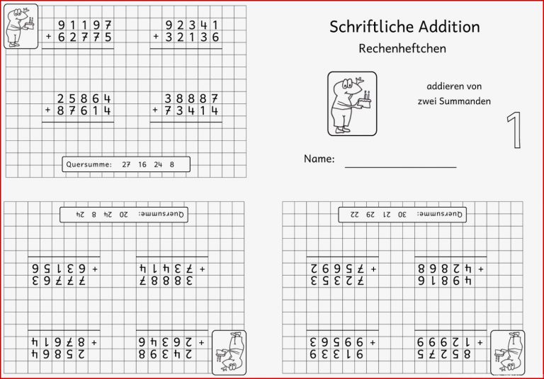 Lernstübchen Rechenheftchen schriftliche Addition 1