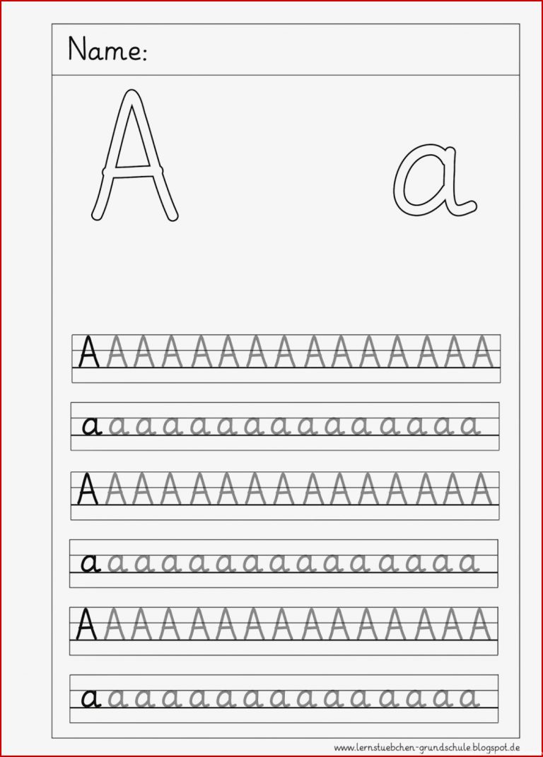 Lernstübchen Schlichte Buchstabenschreibblätter Zum A A