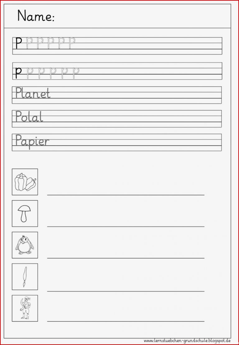 Lernstübchen Schreibblätter zum P p