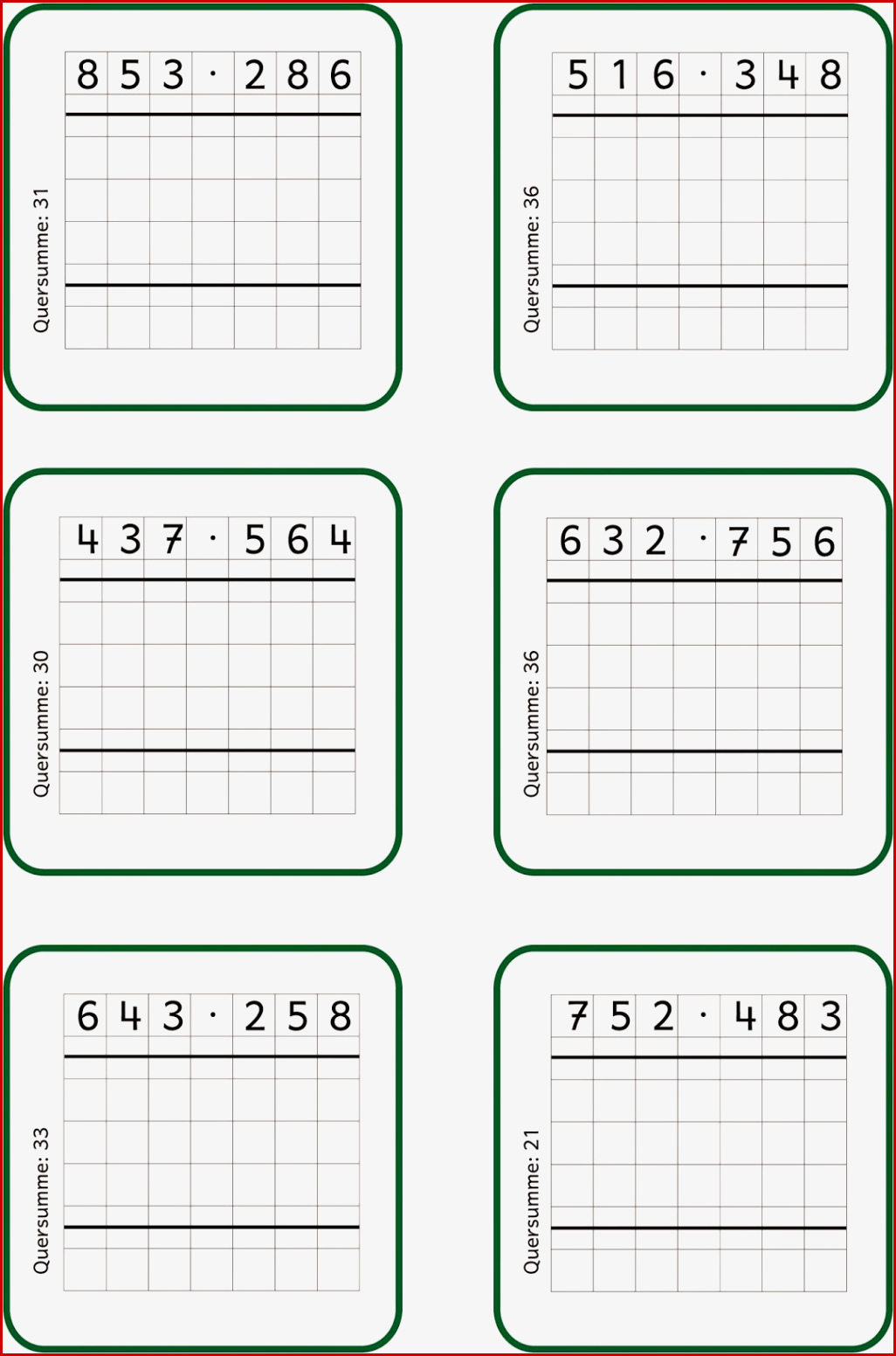 Lernstübchen Schriftlich Multiplizieren 2