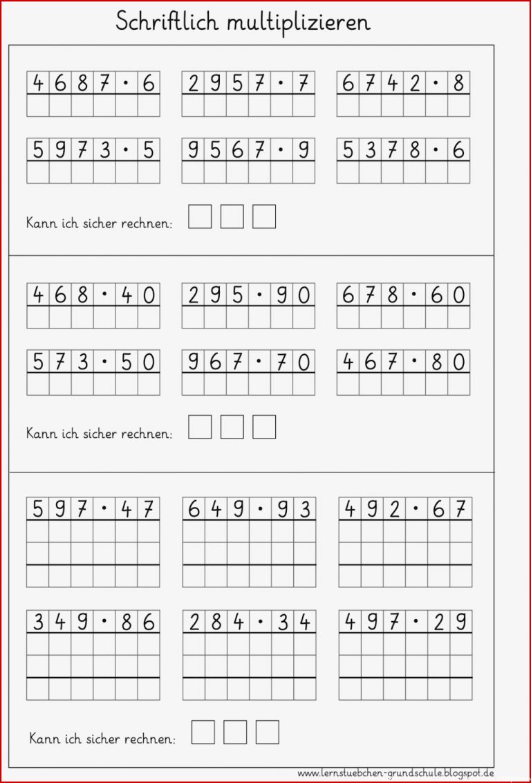 Lernstübchen schriftlich multiplizieren