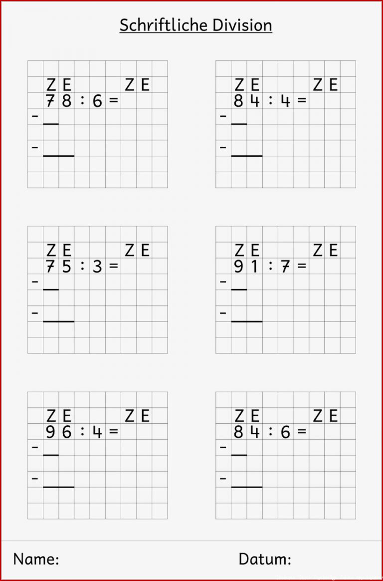 Lernstübchen schriftliche Division Fördergruppe