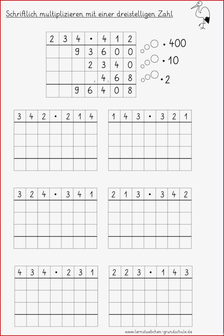 Lernstübchen schriftliche Multiplikation mit