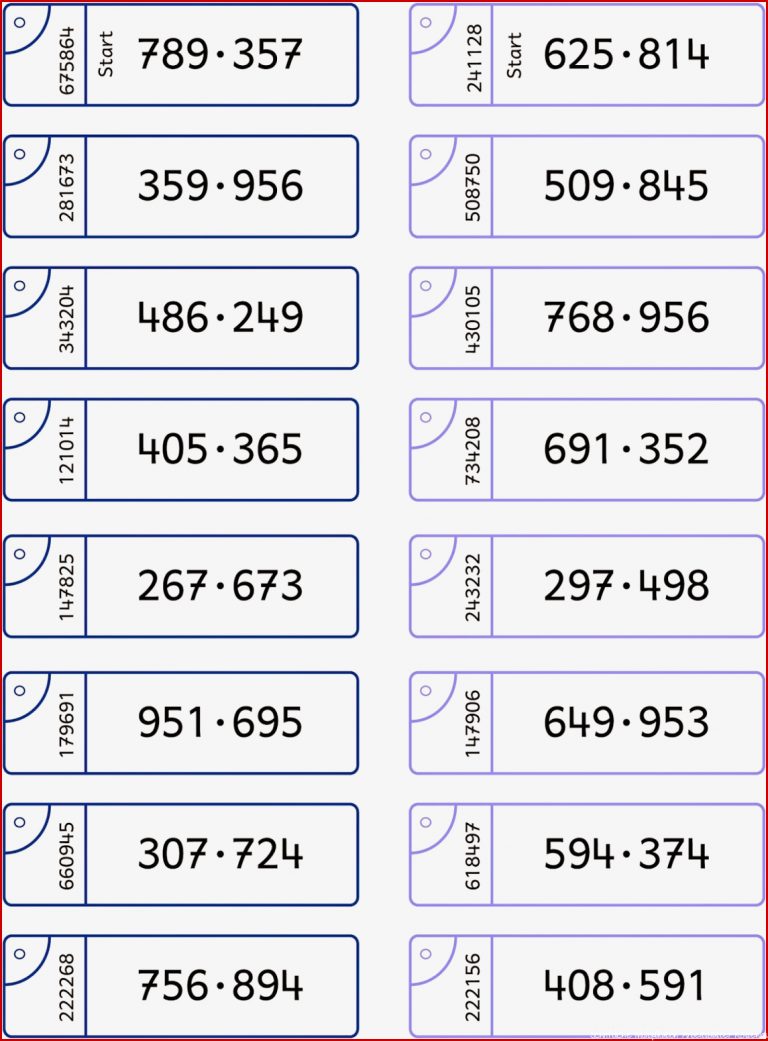 Lernstübchen Schriftliche Multiplikation Übungsfächer 2