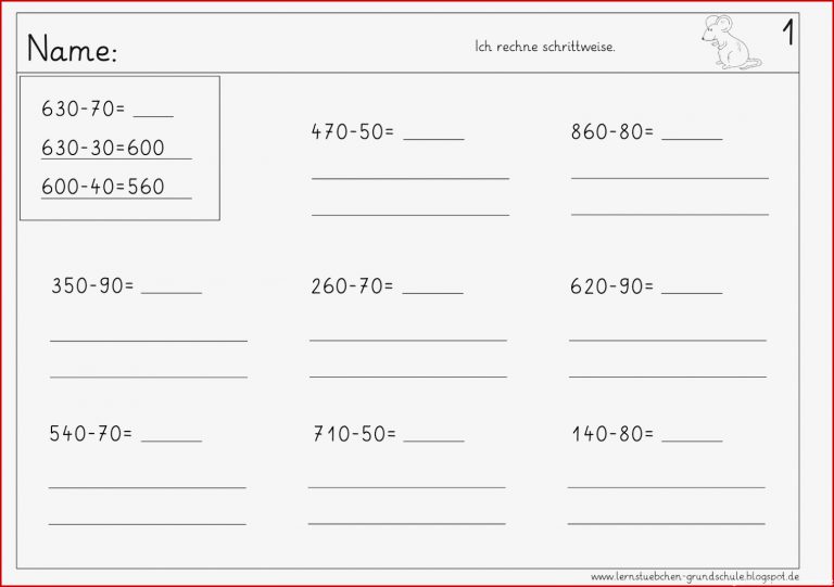 Lernstübchen Subtrahieren Von Großen Zahlen