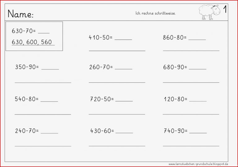 Lernstübchen Subtrahieren Von Großen Zahlen