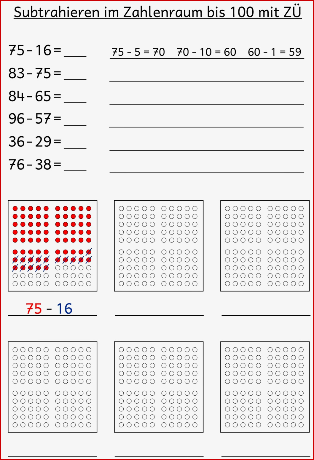 Lernstübchen Subtraktion Im Zr 100 Fördermaterial