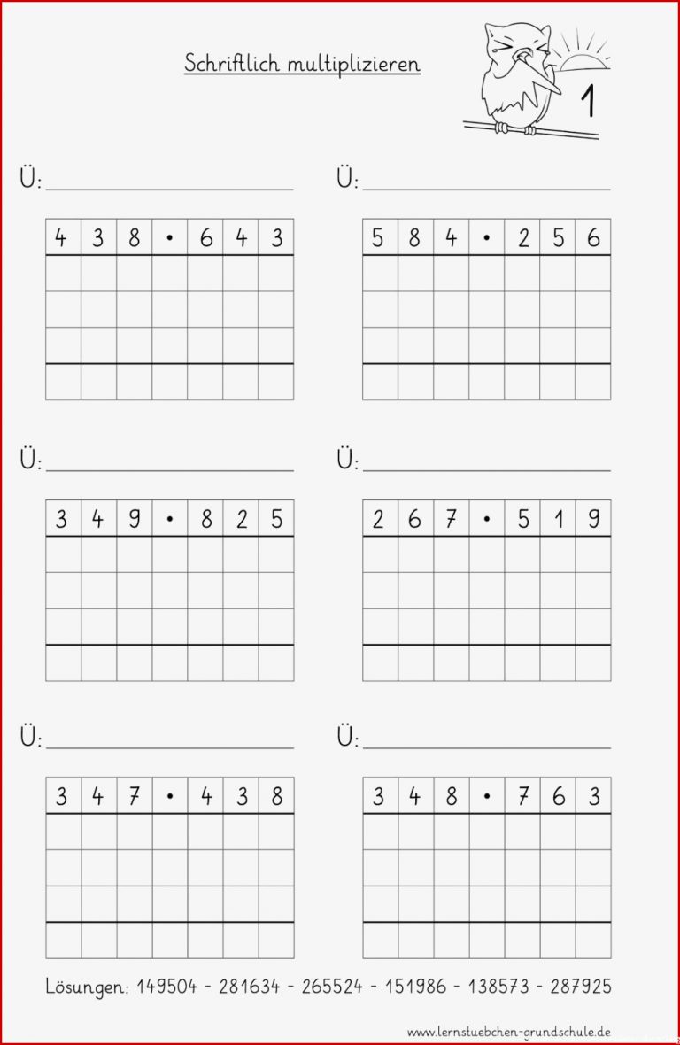 Lernstübchen Überschlagen rund um Multiplikation