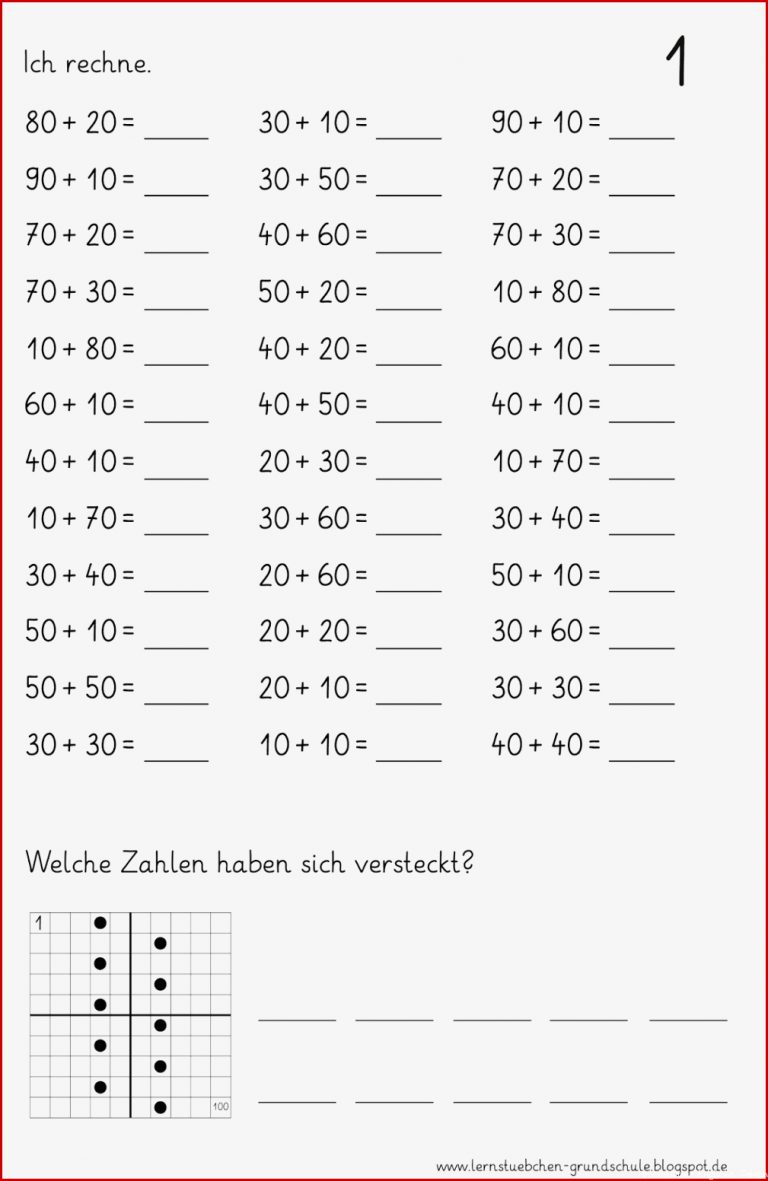 Lernstübchen Übungsblätter Für Hausaufgaben