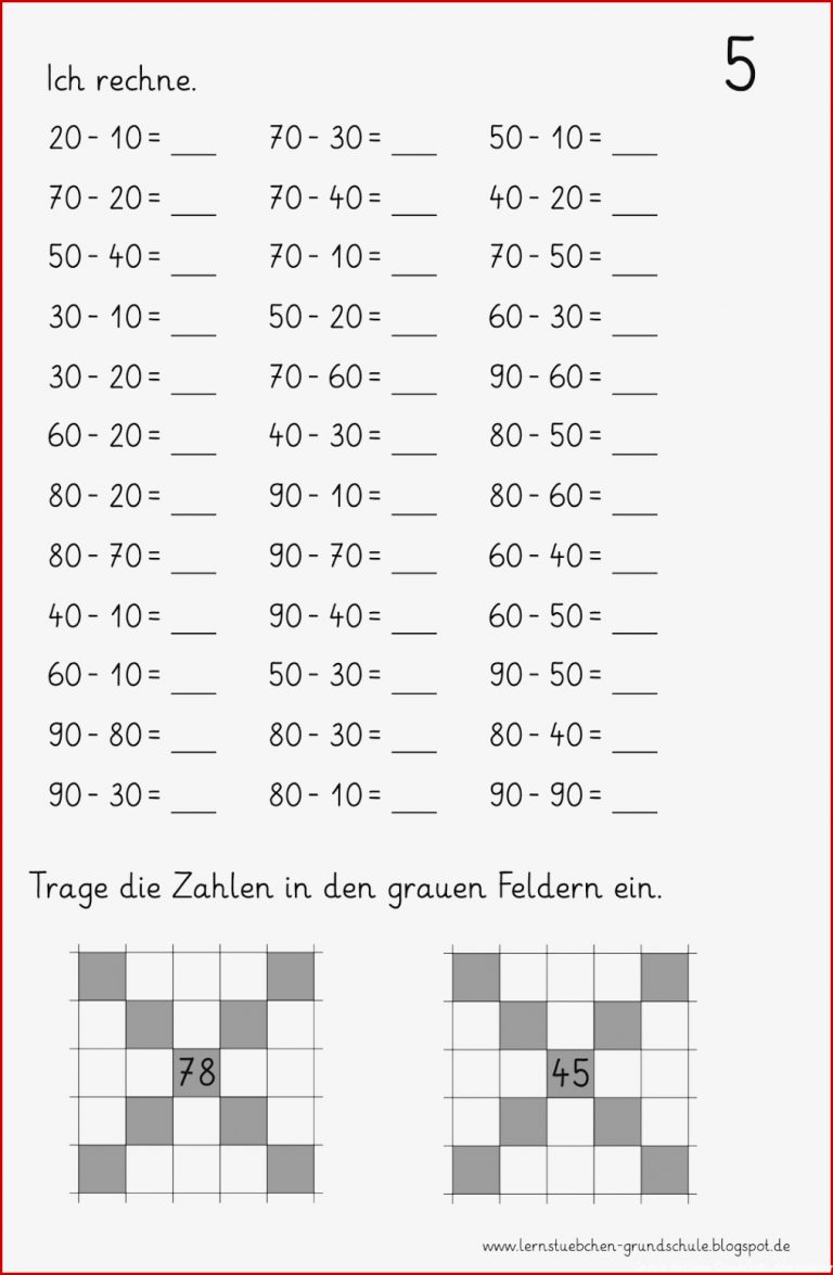 Lernstübchen Übungsblätter für Hausaufgaben