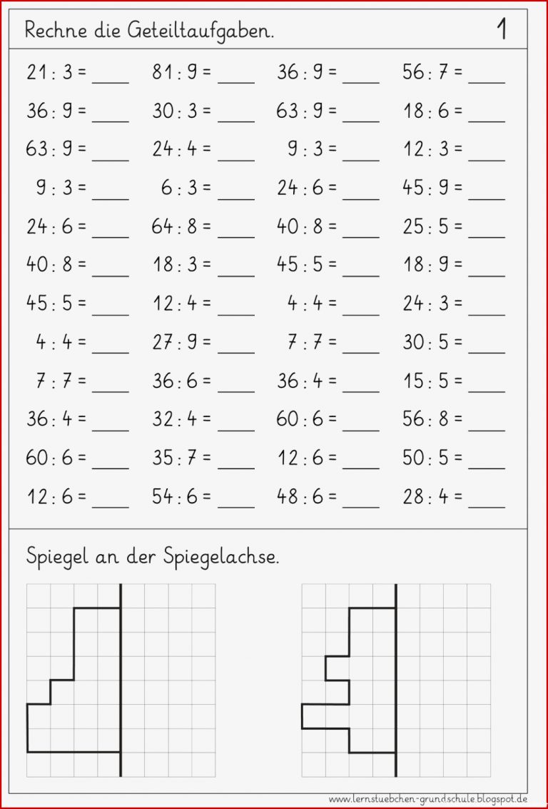 Lernstübchen Übungsblätter zur Division