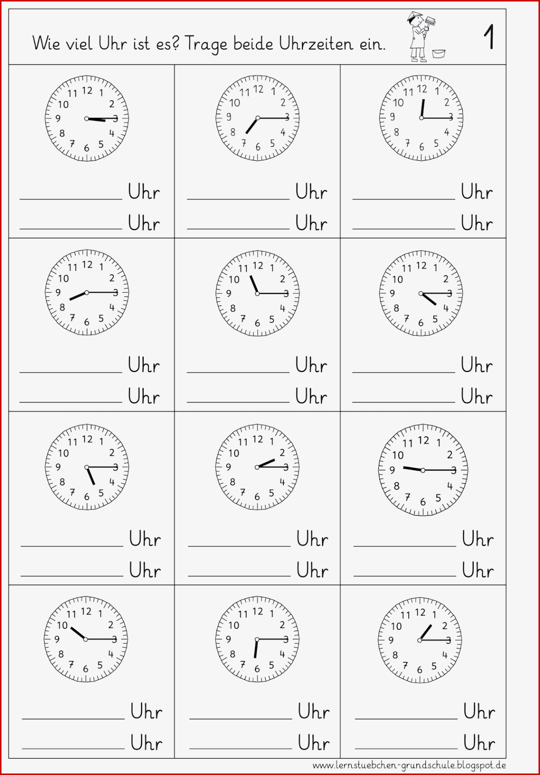 Lernstübchen Uhrzeiten Lesen Viertel Nach