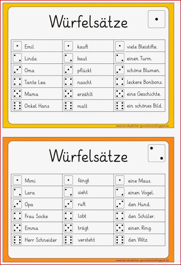 Lernstübchen Würfelsätze