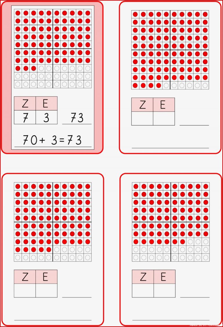 Lernstübchen Zahldarstellung Im Zr Bis 100
