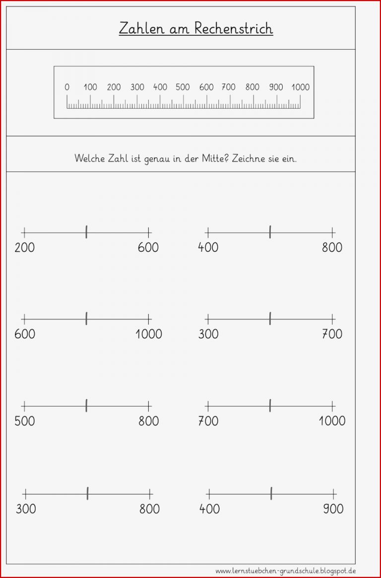Lernstübchen Zahlen Am Zahlenstrahl Arbeitsblätter 1