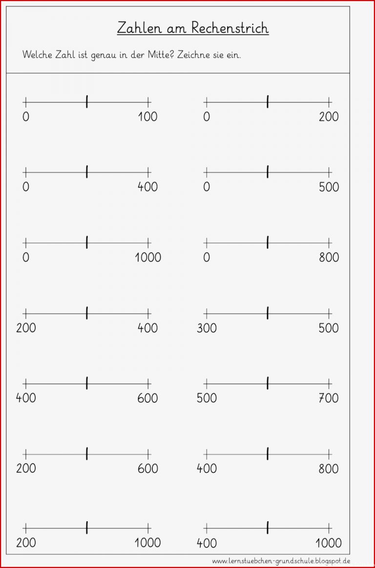 Lernstübchen Zahlen Am Zahlenstrahl Arbeitsblätter 1