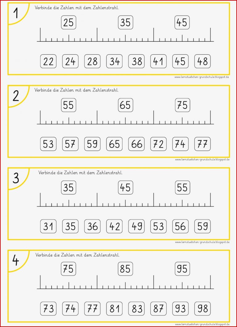 Lernstübchen Zahlen mit dem Zahlenstrahl verbinden 2