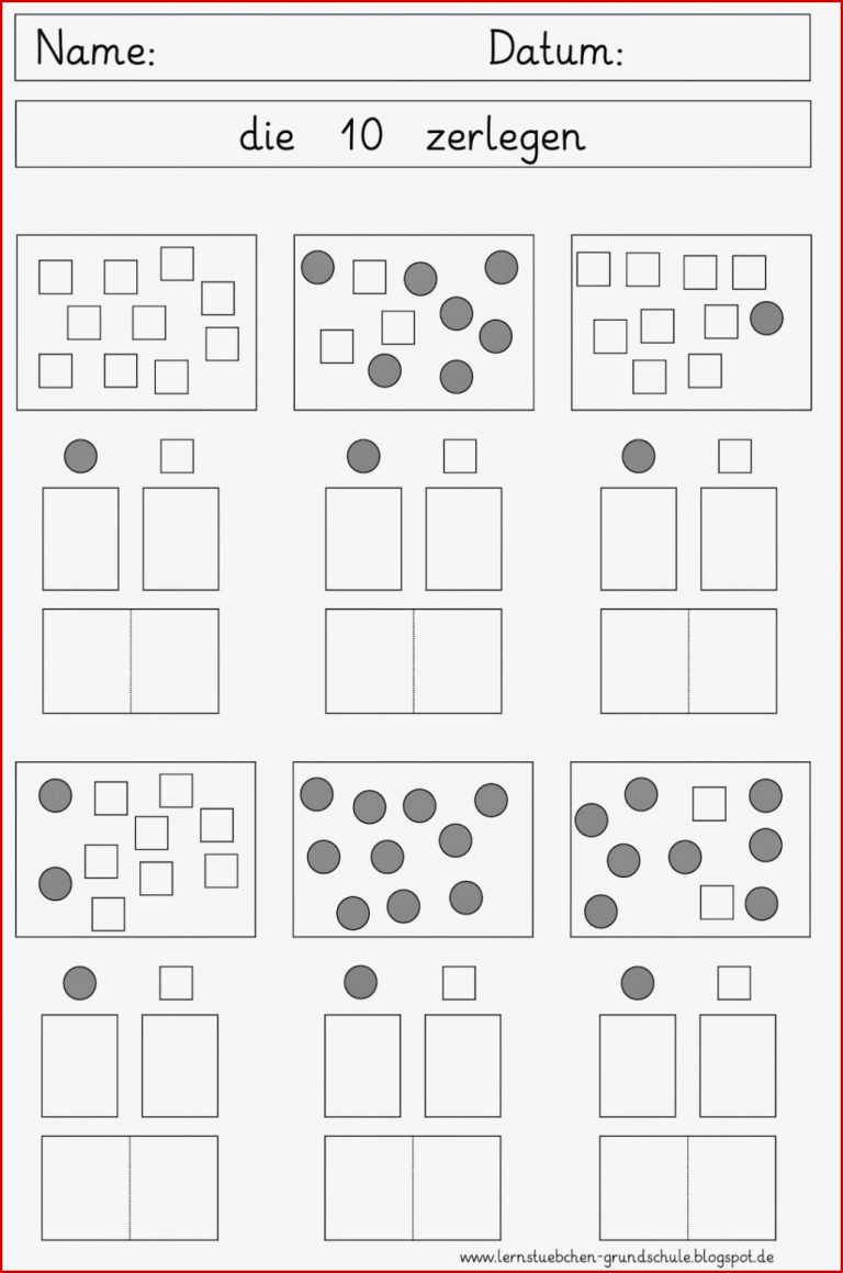 Lernstübchen Zahlzerlegung der Zehn