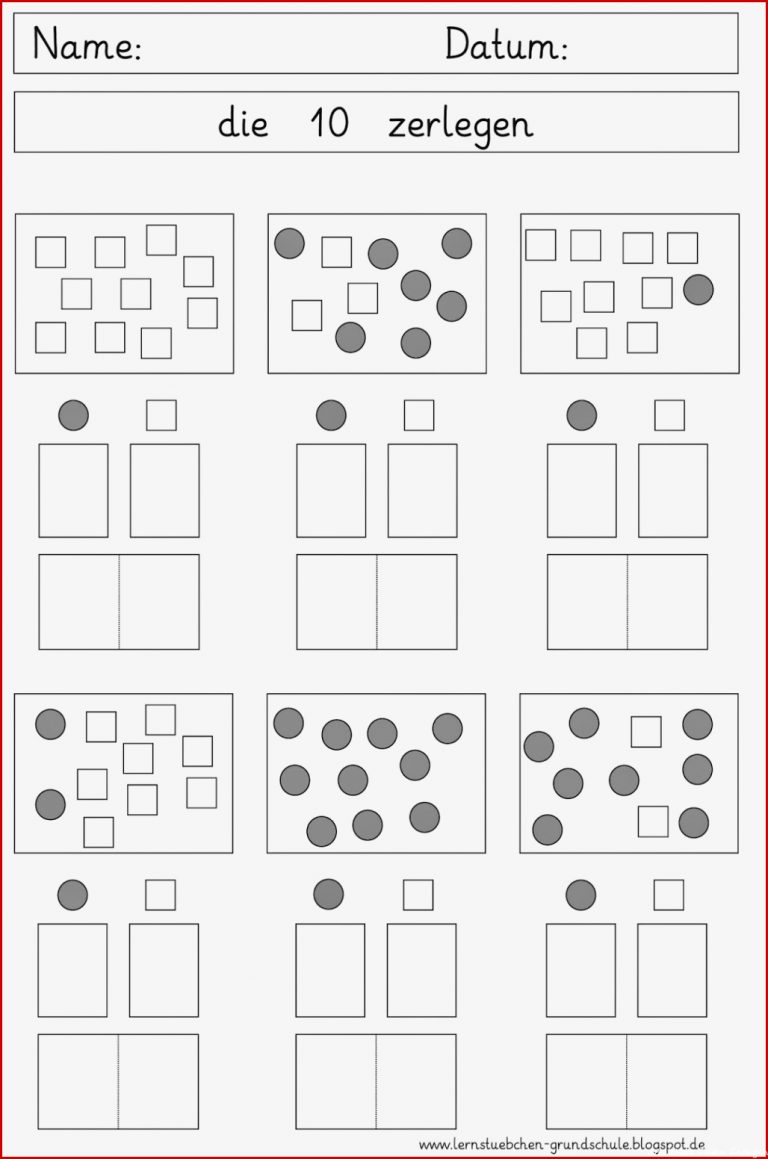 Lernstübchen Zahlzerlegung Der Zehn