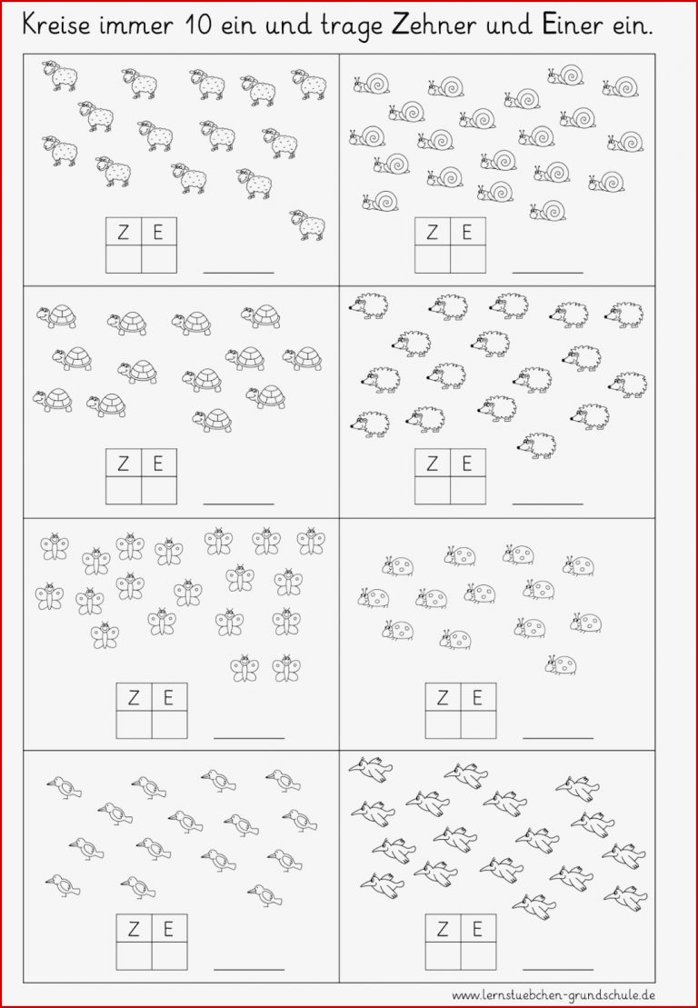 Lernstübchen Zehner bündeln Arbeitsblätter